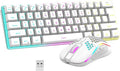 RedThunder 60% Wireless Gaming Keyboard and Mouse Combo, 2500mAh Rechargeable Battery, Ultra-Compact Small RGB Mechanical Feel Keyboard, Lightweight Honeycomb Optical Mouse for Gaming/Business, White