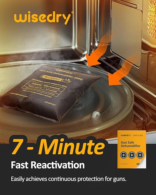 wisedry 200 Grams x 2 Packs Gun Safe Dehumidifier, Reusable Moisture Absorber for Gun Safes, Rechargeable Gun Safe Silica Gel Desiccant