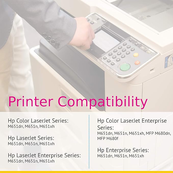 CS Replacement Toner Cartridge Compatible with HP 654X / 654A CF330X Black CF331A Cyan CF333A Magenta CF332A Yellow Color Enterprise M651dn M651n M651xh M680dn M680f 4 Color Set