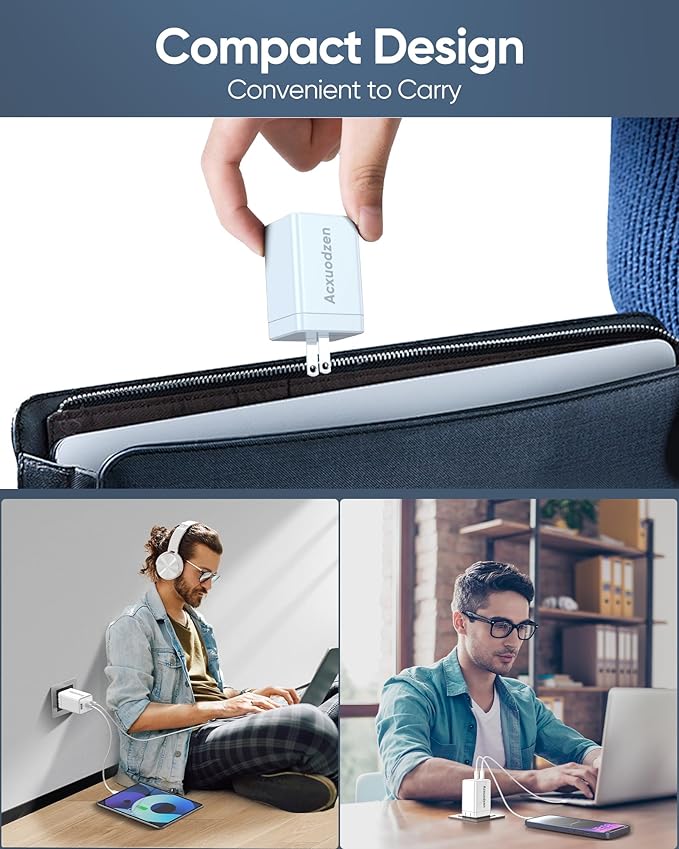 USB C Charger Block 160W, 3-Port GaN Super Fast Charger, Dual 65W Type C Charging Block, Foldable QC3.0 Laptop Fast Charging for MacBook, iPhone, Samsung, Galaxy, iPad, Android, White (1 Pack)