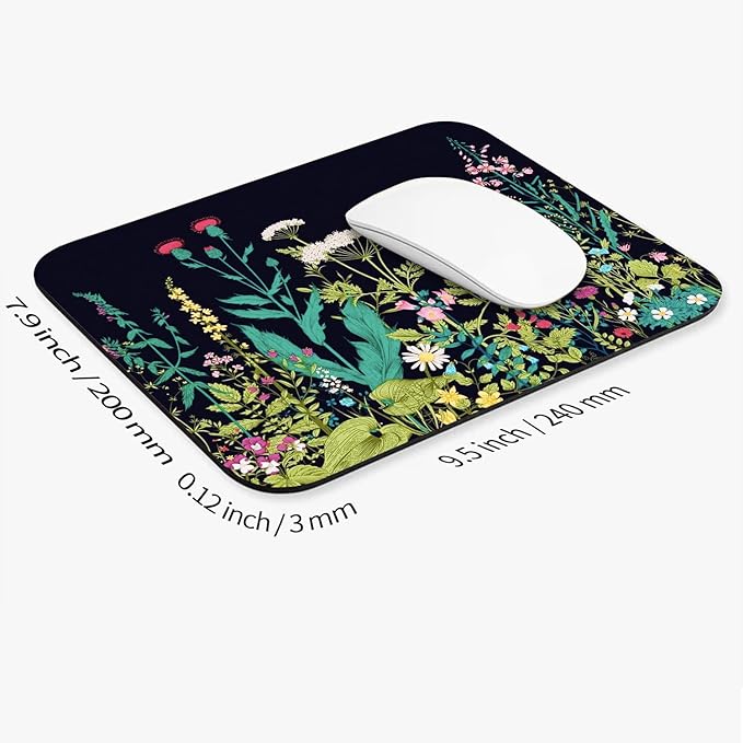 Armanza Square Mouse Pad Midnight Flowers,Personalized Premium-Textured Custom Mouse Mat Design,Washable Mousepad Cloth,Non-Slip Rubber Base Computer Mouse Pads for Wireless Mouse