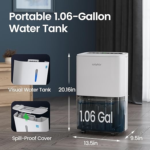 Waykar 120 Pints 2025 Energy Star Home Dehumidifier for Spaces up to 6,000 Sq. Ft at Home, in Basements and Large Rooms with Drain Hose, Handle, Auto Defrost and Self-Drying