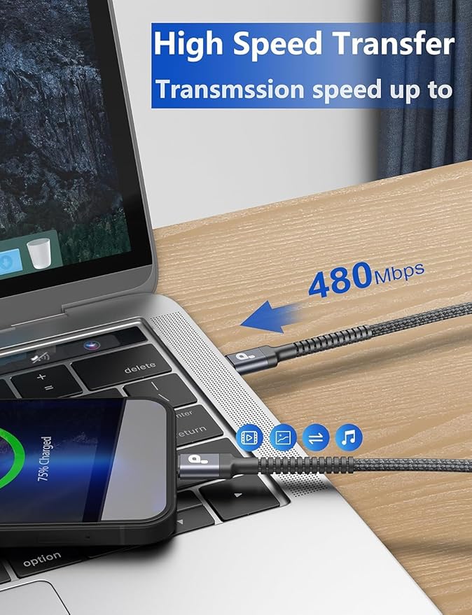 PRAKIE USB C Cable 3FT, 2Pack USB-C to USB-C Charger Cable, USBC Fast Charging Nylon Braided USBC iPhone Charger Cord Compatible with iPhone 16/15/Pro Max/PlusSamsung Galaxy S23/LG and More