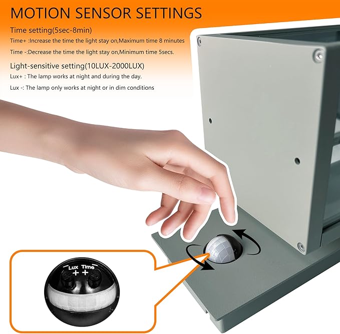 Lustrlach Outdoor Motion Sensor Wall Light for House LED Modern Outside Wall Mount Porch Light IP54 Waterproof with Clear Glass Aluminum Exterior Light Fxiture,3000K 750lm