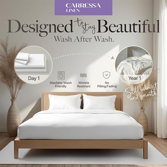 Carressa Linen 100% Egyptian Cotton Full Size Sheets - 600 Thread Count Full Size Egyptian Cotton Sheets (4 PC, Beach Sand), Soft, Cooling, 16" Deep Pocket Sateen Weave Luxury Hotel Bed Sheet Set