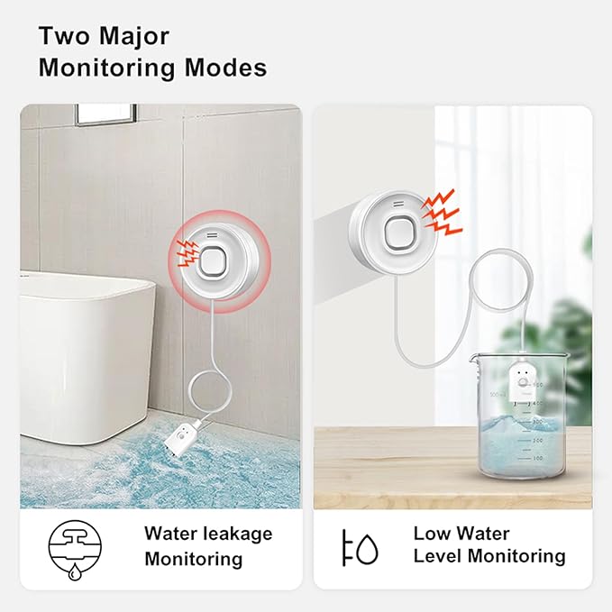 Nestool WiFi Water Leak Detectors for Home with Tuya APP Push and 100dB Sound Alarm, Suit for Warehouse, Basement, Kitchen, Laundry Room, Compatible with Alexa&Google Assistant (Support WiFi 2.4G)