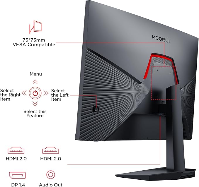 KOORUI 24.5 Inch Gaming Monitor 200Hz, 1ms, FHD(1920 * 1080p) IPS Display, HDR400, 90% DCI-P3 Color Gamut with Adaptive Sync, HDMI & DP Port, Black, G2511P