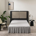 Bed Skirt Twin Size Ruffled Bed Skirt with Split Corners, 16 Inch Drop Dust Ruffle Bed Skirts with Platform, Light Grey