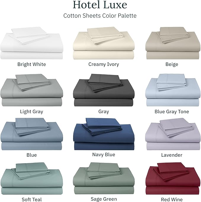 California Design Den Queen Sheets Set - Soft 800 Thread Count Sateen, 100% Cotton Bed Sheets Set with Deep Pockets, Durable Bedding - True Ivory