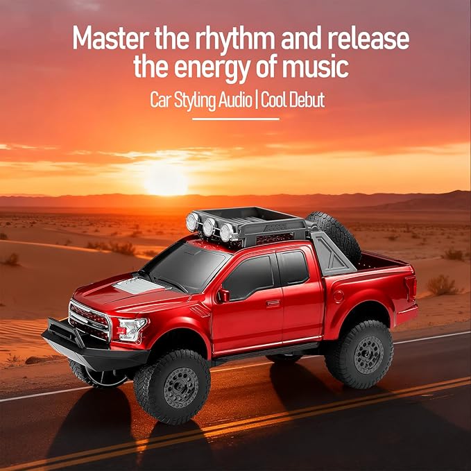 WS-589 Rugged Pickup Truck Bluetooth Replica Speaker – Portable Audio with TWS, LED Party Lights & HD Stereo | Unique Surprise Gift for Music & Truck Lovers(Red)