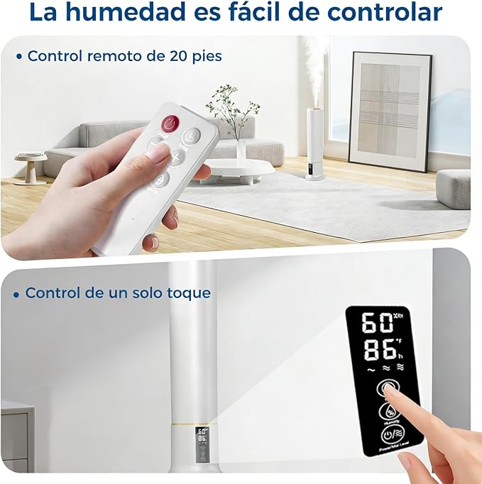 Humidifier Large Room,2.4Gal Cool Mist Humidifiers for Bedroom 9L High Capacity 24dB Quiet Air Humificador fit Removable Water Tank 360° Adjustable, Top Fill & Easy Clean with Remote Control