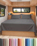 RV Short Queen Sheet Set 60 X 75 - 4 Piece RV Short Queen Bed Sheets - Soft, Breathable & Cooling - Designed for Bunks, Trailers & Camper - Fits 8” to 12" Mattress - Hotel Luxury Bedding - Dark Grey