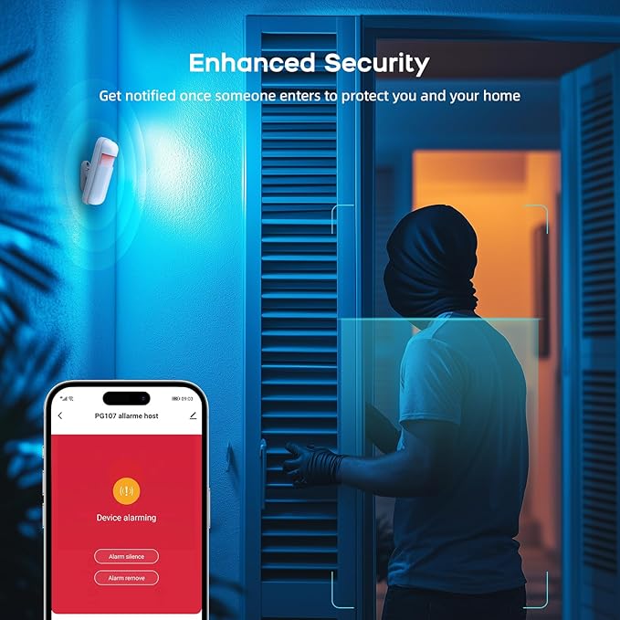 LWOHSI Alarm Systems with 4.3" Large Fulltouch Screen,4G SMS/Tuya APP Alert,Wireless Home Security Alarm Kits,Door Alarm Sensors,120db Siren,Remote,Work with Alexa and Google for Villa,Apartment