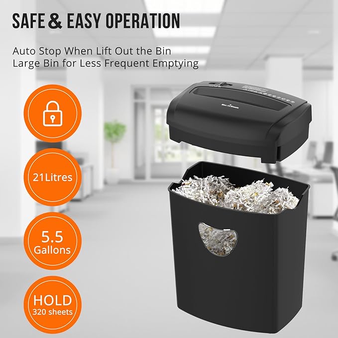 SUNTIKO 12-Sheet Cross-Cut Paper Shredder, P-4 Security Level for Home Office, 5.5 Gallon Bin, Destroys Credit Cards and Staples, ETL Certified, Black