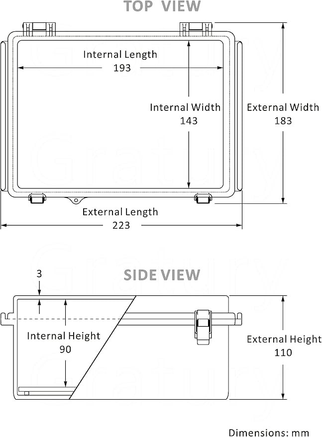 Gratury Junction Box, IP67 Waterproof Plastic Enclosure for Electrical Project, Hinged Transparent Cover, Includes Mounting Plate and Wall Bracket 220×170×110mm (8.6"×6.7"×4.3" TC)