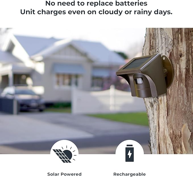 eMACROS Solar Wireless Driveway Alarm — 1/2 Mile Long Range Motion Sensor for Long Driveways, Homes & Large Properties, Outdoor Weatherproof Security Alert System (1 Base Station with 3 Sensors)