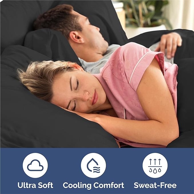 King 6 Piece Sheet Set - Cooling, Comfy & Breathable - Hotel Luxury Bedding, Includes Fitted Sheet for Women, Men, Kids and Teens - 1 Flat, 1 Fitted Sheet, 4 Pillowcases with Deep Pockets - Black