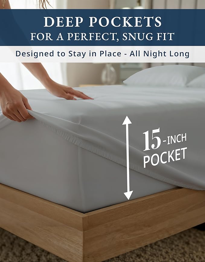 LANE LINEN 100% Egyptian Cotton Split King Sheets for Adjustable Beds - 1000 Thread Count, Sustainably Produced Luxury Hotel Like Thick Split King Bed Sheets, Machine Washable Cotton Sheets - Silver