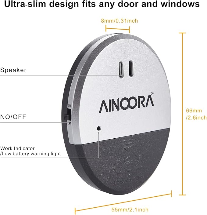 Window Alarm Sensors 4 Pack, Glass Break Sensor 130DB Loud Window Vibration Alarms, Burglar Intruder Entry Detector for Indoor Home Office Apartment & RV Security