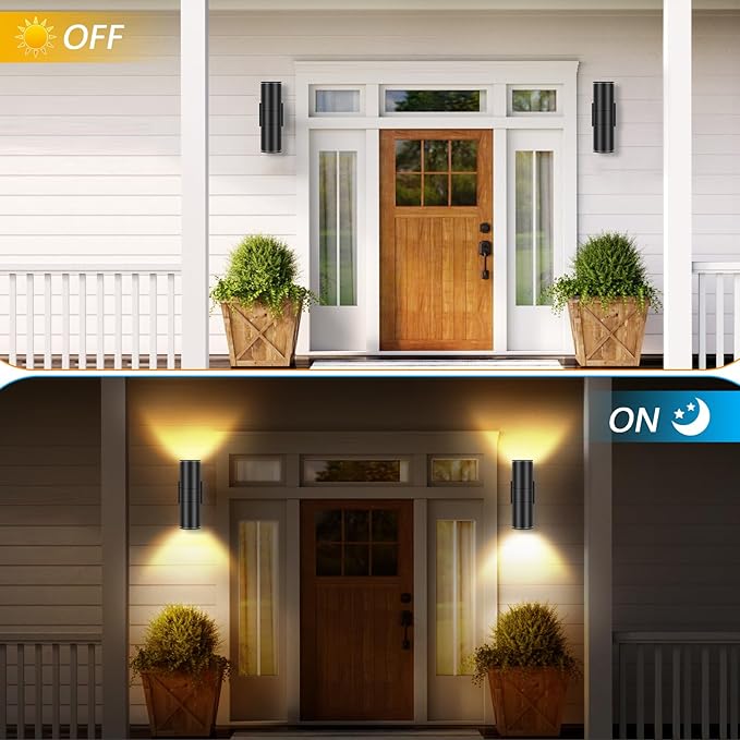 RIDALUX Outdoor Wall Light Fixtures Waterproof: Exterior Cylinder Fixtures Wall Sconce with LED Up Down - 12W Modern Aluminum Waterproof Light