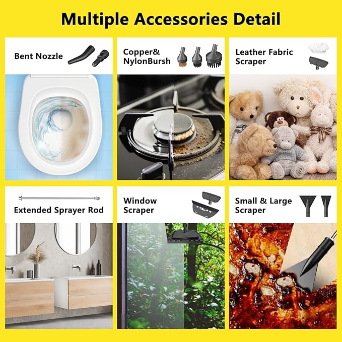 2026 New 3 Level Adjustable Pressurized Handheld Steam Cleaner for Home, 10s Heat-Up Handheld Steamer for Cleaning, 1.6 Qt Tank Portable Steam Cleaner Handheld for Car,Grout,Tile,Couch,Floor