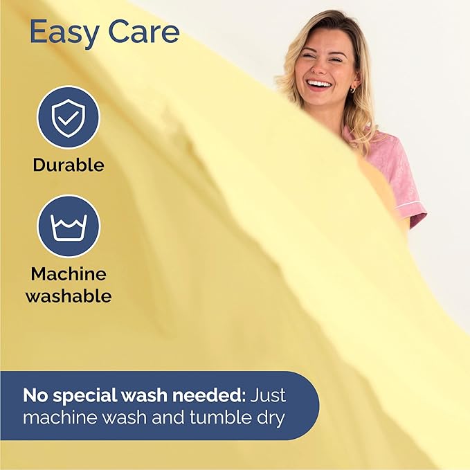 Queen 6 Piece Sheet Set - Cooling, Comfy & Breathable - Hotel Luxury Bedding, Includes Fitted Sheet for Women, Men, Kids and Teens - 1 Flat, 1 Fitted Sheet, 4 Pillowcases with Deep Pockets - Yellow