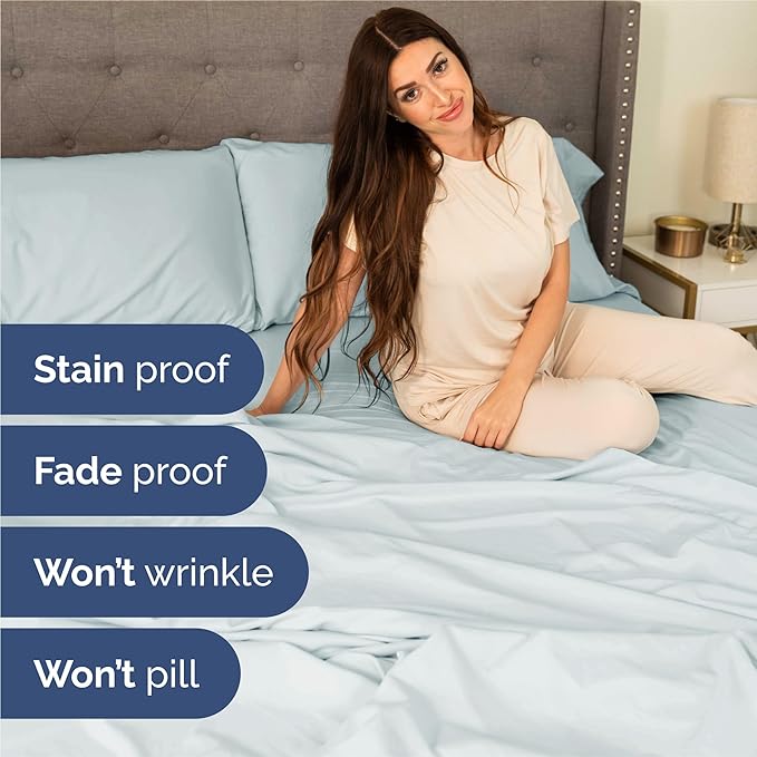 Cal King 6 Piece Sheet Set - Cooling, Comfy & Breathable - Hotel Luxury Bedding, Includes Fitted Sheet for Women, Men, Kids & Teens - 1 Flat, 1 Fitted Sheet, 4 Pillowcases w/Deep Pockets - Ice Blue