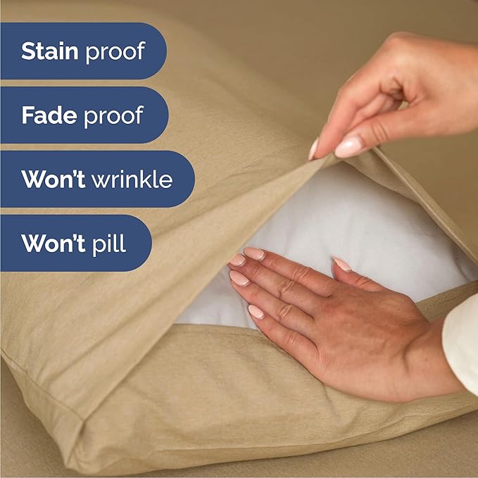 Cal King 6 Piece Sheet Set - Cooling & Breathable - Hotel Luxury Bedding, Includes Fitted Sheet for Women, Men, Kids & Teens - 1 Flat, 1 Fitted Sheet, 4 Pillowcases w/Deep Pockets - Heathered Tan