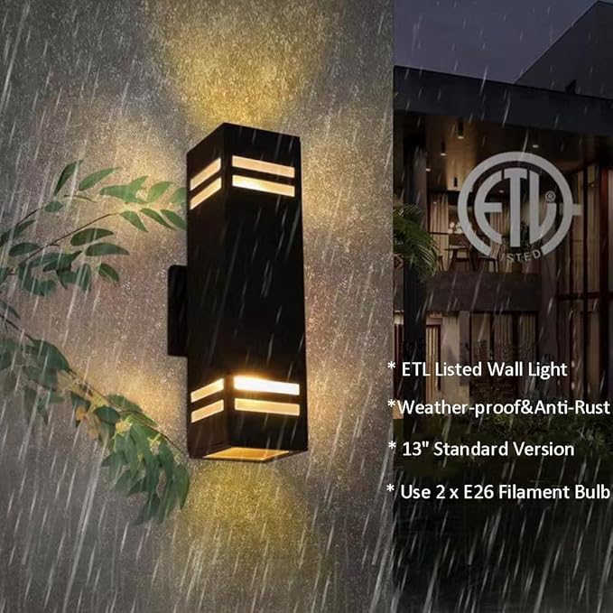 iYogaled Dusk to Dawn Outdoor Wall Lights Fixture – ETL Listed, Aluminum Waterproof Wall Mount Square Design- Modern Exterior Lighting Outdoor Wall Sconce for Porch, Patio, Front Door