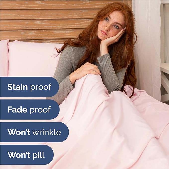 Twin XL 4 Piece Sheet Set - Cooling & Breathable - Hotel Luxury Bedding, Includes Fitted Sheet for Women, Men, Kids & Teens - 1 Flat, 1 Fitted Sheet, 2 Pillowcases w/Deep Pockets - Lavender Pink