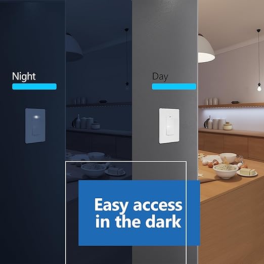 LIDER Minimalist Design Matte Finish Lighted Decorator Switch with Wall Plate, Frameless Paddle Light Switch with Locator Light, 3-Way, Grounding Screw, 15A 120V, UL Listed, White, 10 Pack