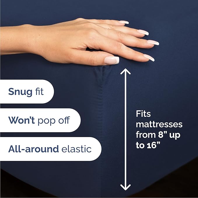 Cal King 6 Piece Sheet Set - Cooling, Comfy & Breathable - Hotel Luxury Bedding, Includes Fitted Sheet for Women, Men, Kids & Teens - 1 Flat, 1 Fitted Sheet, 4 Pillowcases w/Deep Pockets - Navy Blue