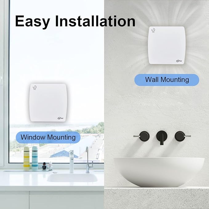 EINTTAX 4 Inch Exhaust Fan, 56CFM Wall Mount Bathroom Exhaust Fan with Timer and Backdraft Damper, Quiet Window Mount Extractor Ventilation Fan for Bathroom Kitchen Garage, 12W, White