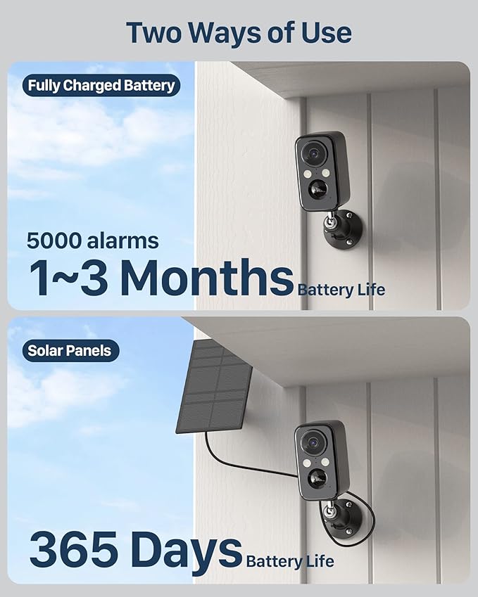 IHOXTX Security Cameras Wireless Outdoor: Cameras for Home Security WiFi Camera with Solar Panel Battery Powered Surveillance System Kit Motion Sensor Alarm Floodlight Night Vision IP66 Waterproof