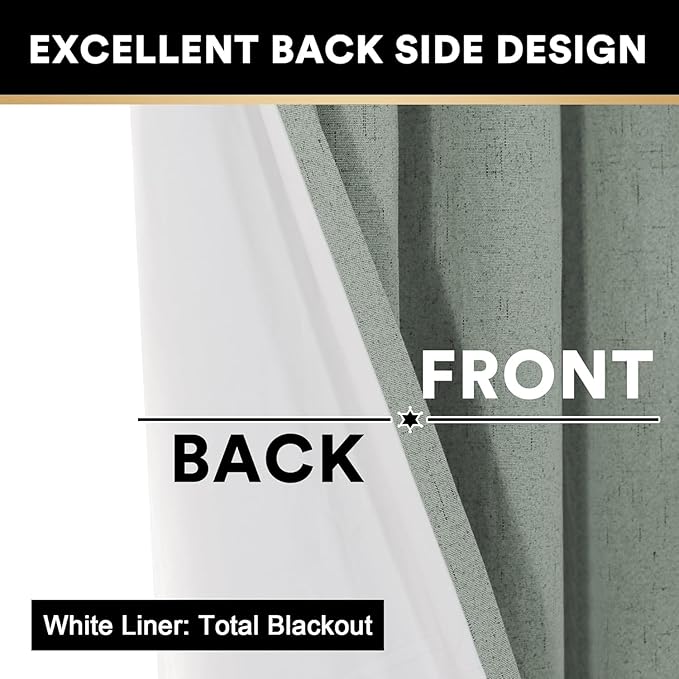 PrinceDeco Blackout Curtains for Bedroom Energy-Efficient Temperature Regulators Curtains for Sliding Glass Doors Anti Rust Sliding Glass Door Curtain for Living Room,100 X L84 Inch,Green Bay