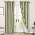 Macochico 100% Blackout Curtains Thermal Insulated Noise Reducing Chenille Curtains for Hotel Auditorium Bedroom Living Room Grommet Green Tint Curtains with Tieback Classic 52" Wx84 L 1 Panel