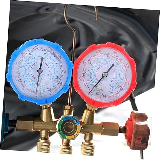 AKOOSY Automotive Manifold Gauge Set High Pressure Gauge with Hoses for Car Air Conditioner Maintenance Cooling Pressure Monitor HVAC Tool for Efficient Repairs