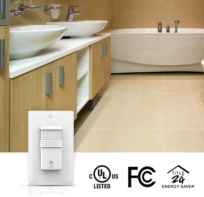 ECOELER Motion Sensor Light Switch, Occupancy & Vacancy Model Motion Activated Wall Switch, Single Pole Sensor Switch for Laundry, Garage, Neutral Wire Required, UL & FCC Listed