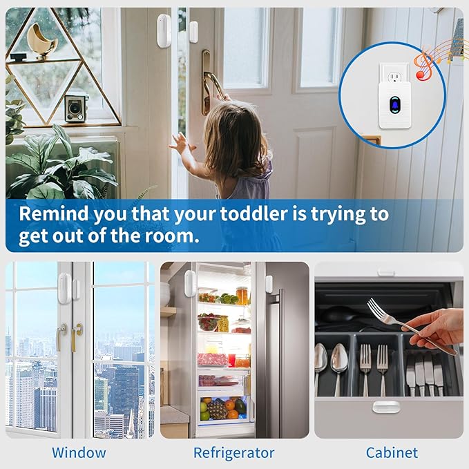 Daytech Wireless Door Chime Alarm System - 800ft Range, 20 Melodies, 5 Volume Levels, LED Alert with 2 Sensors + 1 Receiver for Home, Business, Office & Store Security