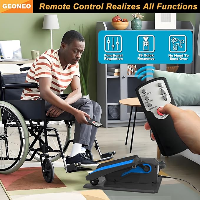 Under Desk Elliptical Machine, Electric Elliptical Exerciser for Senior, Quiet & Small Electric Seated Pedal Exerciser for Home with Display Monitor, Remote Control & 12 Adjustable Speeds
