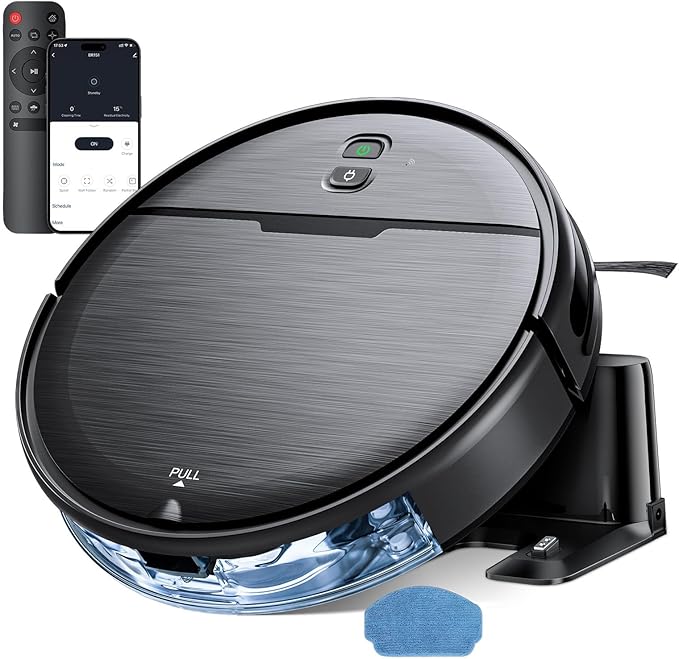 Robot Vacuum and Mop Combo, 2 in 1 Robotic Vacuums Cleaner with WiFi/App, Robot Vacuum with Water Tank, Strong Suction, Schedule, Self-Charging, Quiet, for Hard Floor, Pet Hair, Low Pile Carpet