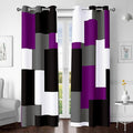 Purple 100% Blackout Curtains for Bedroom 84 inch Length 2 Panels Set Grey Modern Abstract Geometric Black Out Curtains Insulated Room Darkening Window Drapes for Living Room, 42Wx84L