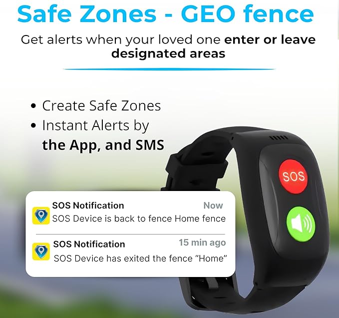 SecuLife SOS Wristband,Fall Detection, GPS Safety Bracelet for Seniors – SOS Button, Geo-Fencing, 2-Way Calling & Caregiver Tracking – Medical Alert Device, Simple & Reliable Alert System