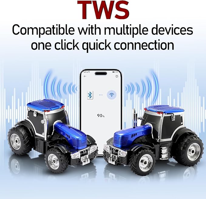 Tractor Head Bluetooth Speaker – unique Bluetooth car speaker with HD stereo, TWS pairing, LED party lights, portable wireless outdoor speaker, car model decoration, and a great gift for men(Blue)