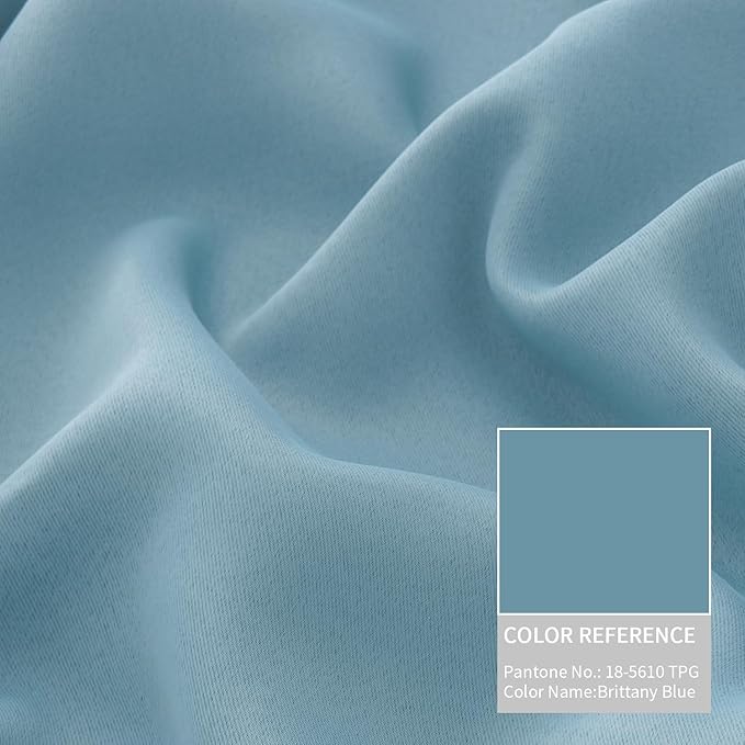 BGment Short 100% Blackout Curtains for Bedroom, Thermal Insulated Lined Energy Efficiency Noise Reducing Grommet Curtains 45 Inch Length for Small Window 2 Panels Each 42 Inch Wide, Greyish Blue
