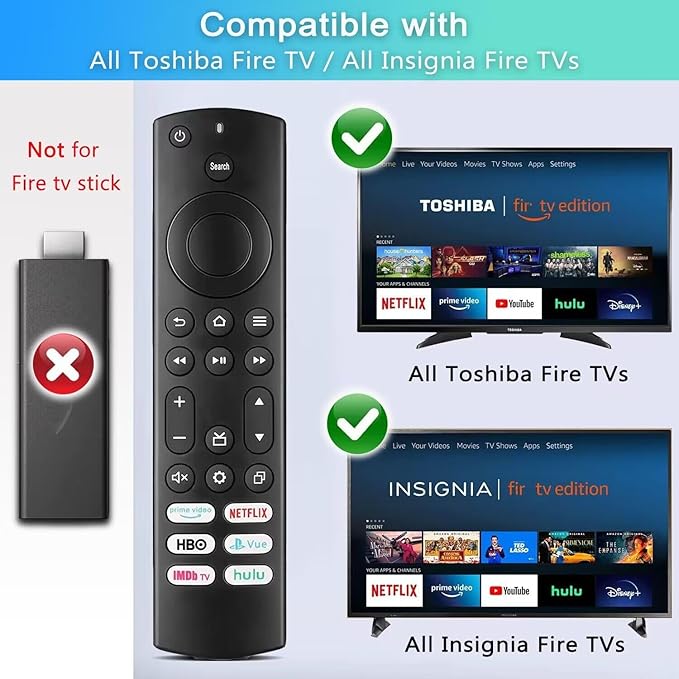 Replacement for Insignia/Toshiba/Pioneer Fire TV Remote, Universal Compatible for AMZ Fire Smart TV Remote (Not for Stick and Cube) with 6 Hot Keys