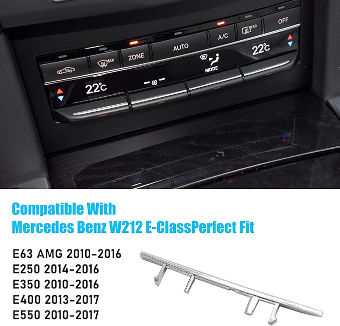 Jaronx Compatible with Mercedes Benz AC Button Trim E Class W212, Temperature Climate Control Button Sliver Chrome Trim for E Class W212 E63 AMG E250 E350 E400 E550 2010-2017(Polished)