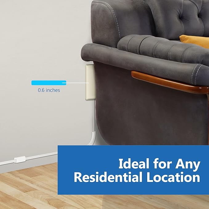LIDER Flat-Face Outlet Extender with 3 Receptacles, Ultra-Thin Wall Plate Plug with Cord Extender and 3-Outlet Power Strip, 3ft Cord, LWE3-315-LA, ETL-Listed, Light Almond