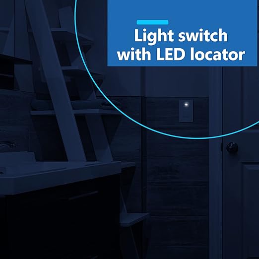 LIDER Minimalist Design Matte Finish Lighted Decorator Switch with Screwless Wall Plate, Frameless Paddle Light Switch with Locator Light, 3-Way, Grounding Screw, 15A 125V, UL Listed, White