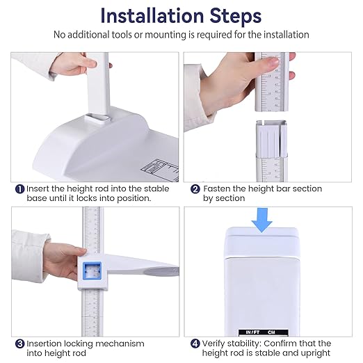 Tetuga Height Measurement Medical Portable Stadiometer Height Rod 8-82 inch/20-210 cm/Unit with cm & inch, Accurate Scale Height Measuring Tool for Office Home Wall Adults Kids